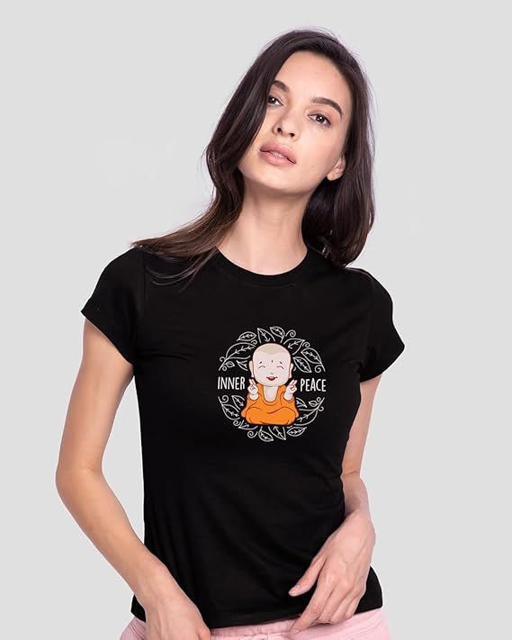Women's Graphic Printed 100% Cotton T-Shirt - Slim Fit, Round Neck, Half Sleeves
