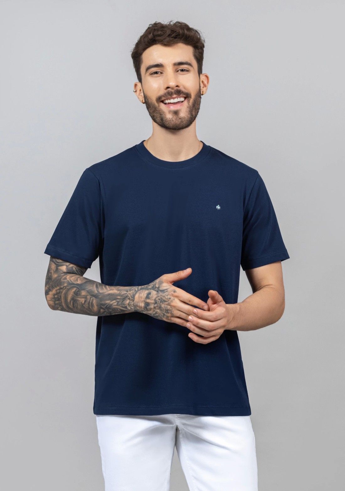 Navy Regular Fit Men's Cotton T-shirt
