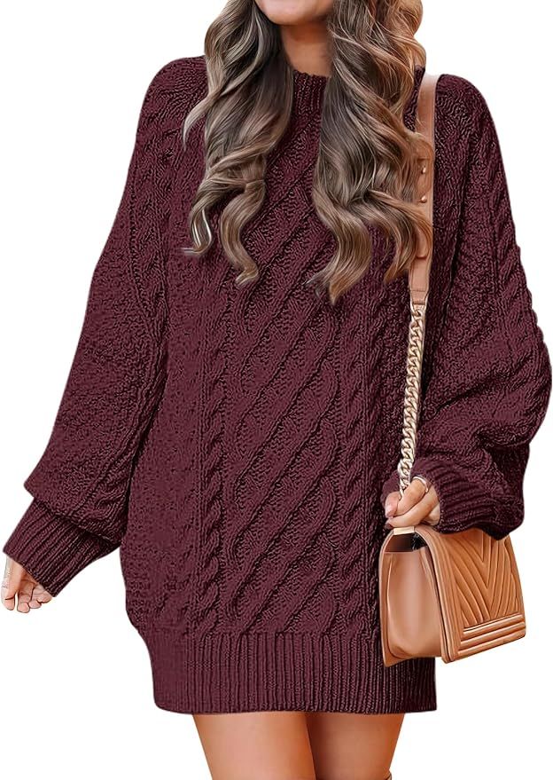 Sweater Dress for Women Oversized Cable Knit Fall Long Sleeve