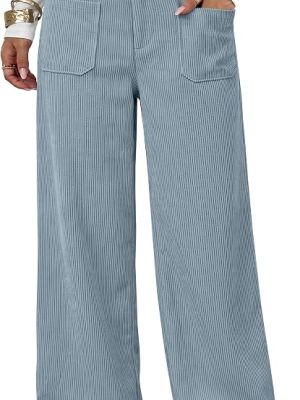 Womens High Waisted Wide Leg Corduroy Casual Pants