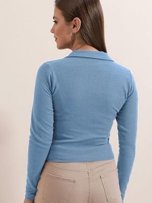 Women's Collared Neck Long Sleeve Slim Fit Casual Tee Top, 23" inches
