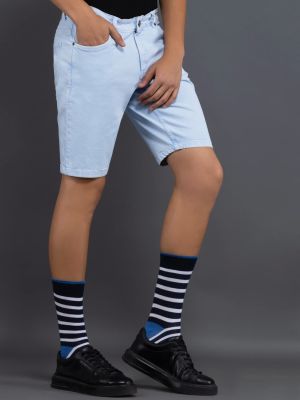 Powder Blue Regular Fit Rhysley Men's Denim Shorts