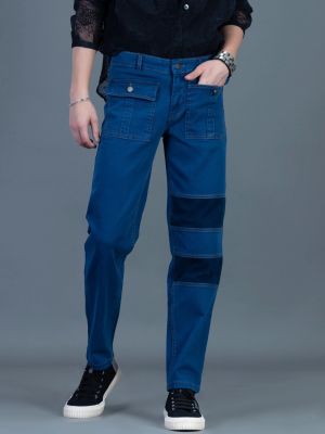 Royal Blue Straight Fit Patch Pocket Rhysley Men's Jeans