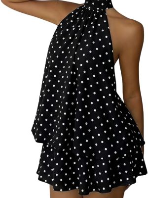 Women's Chiffon Halter Drop Waist Flowy Wedding Guest Mini Dresses