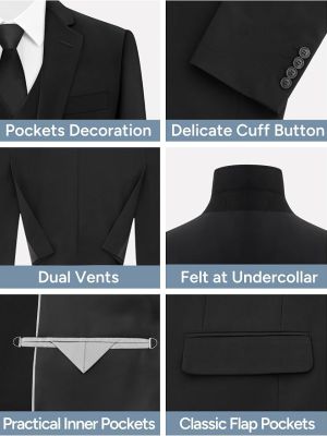 Men's Stretch 6-Piece Suit Set, 3 Sizes (Short/Reg/Tall)