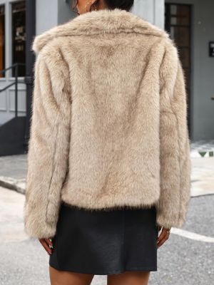 Coat Women Two-Tone Cropped Fluffy Jacket