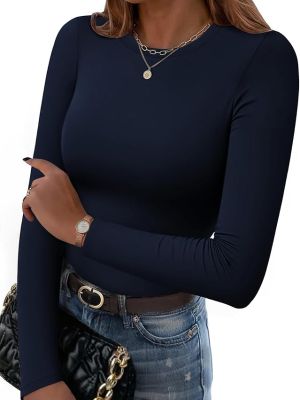 Women Long Sleeve Shirts Crewneck Slim Fit Tops Going Out Basic Tee