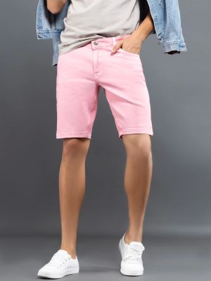 Pink Regular Fit Rhysley Men's Denim Shorts