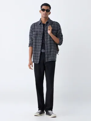 Black Checkered Relaxed-Fit Cotton Shirt