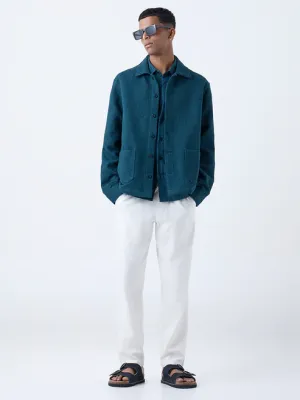 Dark Teal Textured Cotton Jacket