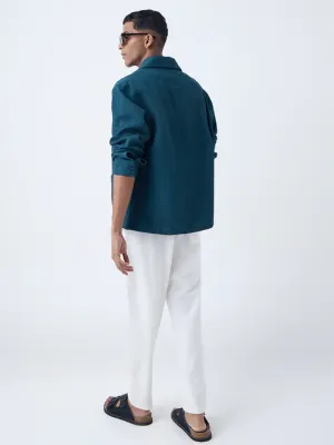 Dark Teal Textured Cotton Jacket