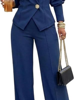 Womens 2 Piece Blazer Pants Set Fall Business Casual Outfit