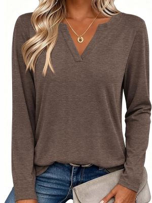 Womens Tops Long Sleeve V Neck Tee Shirts Cute Dressy Casual Business Work Blouse,Basic Clothing,Elegant Fall Fashion 2026