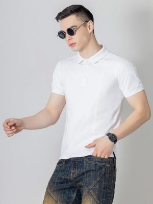 White Regular Fit Men’s Polo T-shirt