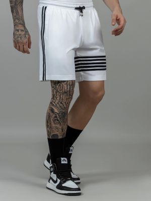 White Regular Fit Men's Cotton Knitted Shorts