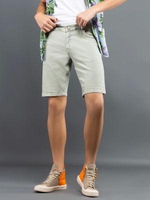 Light Olive Regular Fit Rhysley Men's Denim Shorts