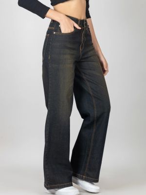 Brownish Blue Wide Leg Women's Jeans