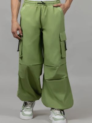 Olive Loose Baggy Men’s Cotton Parachute Trousers