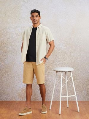 Symbol Men's Cotton Rich Stretchable Regular Fit Chino Shorts