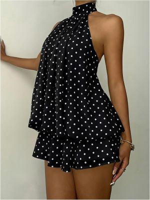 Women's Chiffon Halter Drop Waist Flowy Wedding Guest Mini Dresses