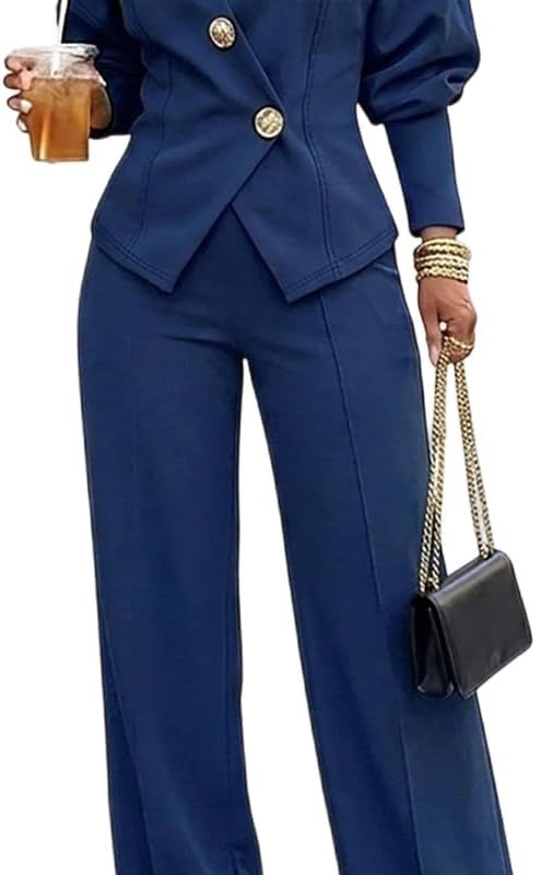 Product Womens 2 Piece Blazer Pants Set Fall Business Casual Outfit Image