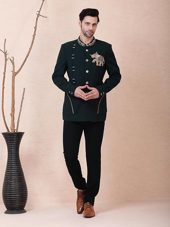 Product Men’s Dark Emerald Green Designer Bandhgala Set Image
