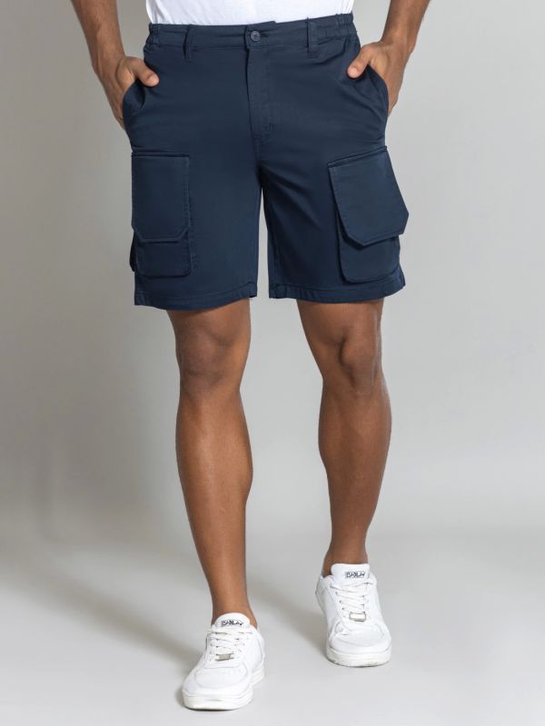 Product Blue Regular Fit Men's Cargo Cotton Shorts Image