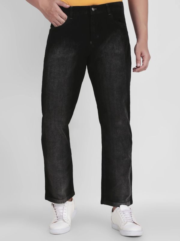 Product Matte Black Regular Fit Corduroy Men's Trousers Image