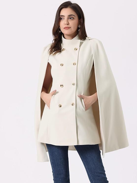 Product Cape Coats for Women's Winter Slit Sleeve Double Breasted Cloak Coat Image