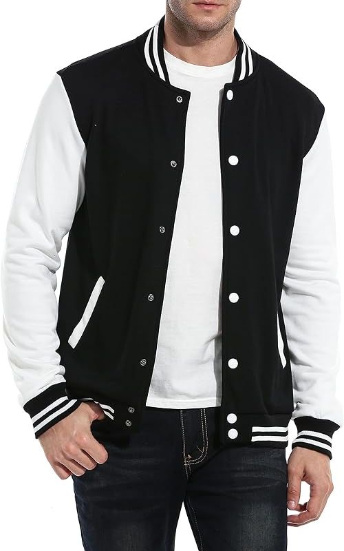 Product Men's Fashion Varsity Jacket Causal Slim Fit Cotton Letterman Baseball Bomber Jackets Image